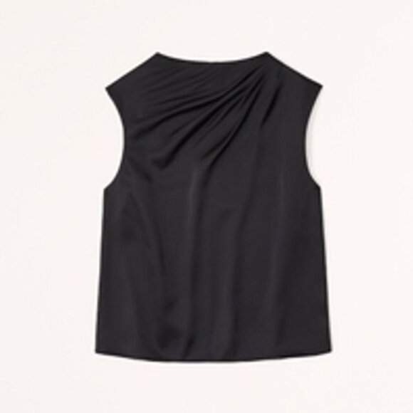 Satin High-Neck Draped Cowl Top - Picture 1 of 2